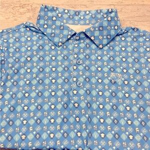 1764 Golf Polo Shirt BBQ BARBECUE All Over Print Performance Men's Size Medium